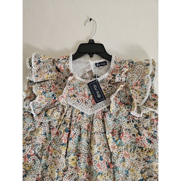 Trish Scully Floral Blouse Size 6 Ruffles Sleeves & Open Back NWT - Picture 5 of 8